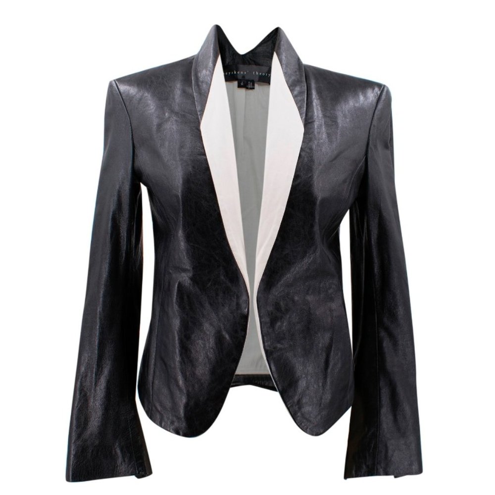 Theyskens' Theory Juji black leather jacket / blazer, size 2 / 36, 100% lamb